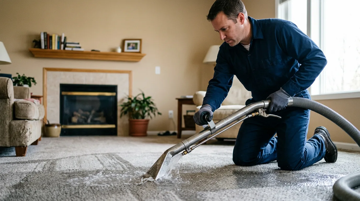 Water damage restoration technician working near Tangier, VA